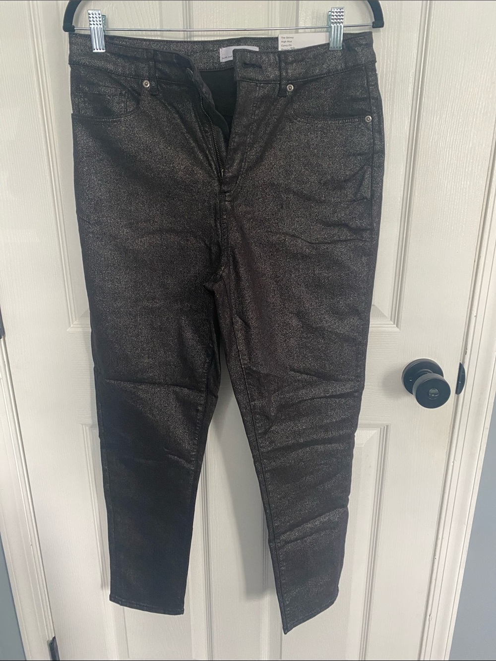 NWT LOFT Metallic Black Skinny Jeans